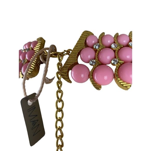 Iman Necklace Statement New Pink Green Adjustable 18"-21" - Picture 7 of 7